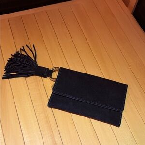 NWOT Mer Sea Navy Suede Leather Tassel Clutch